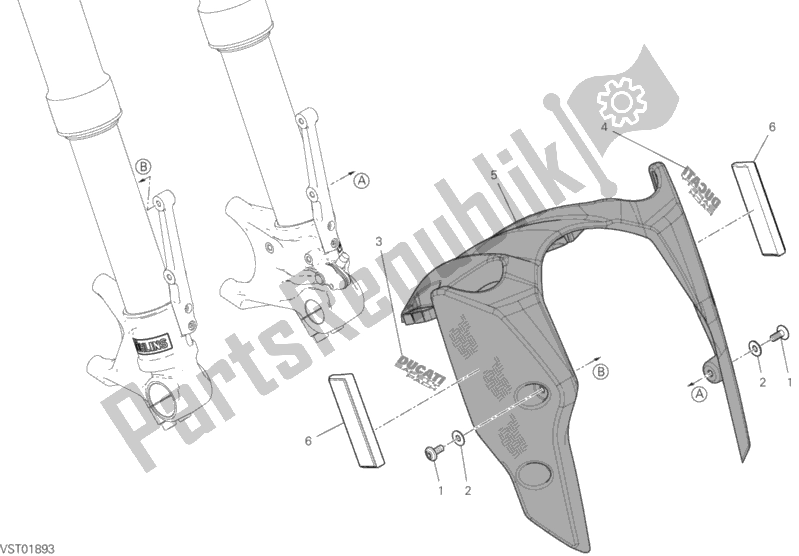 Tutte le parti per il Parafango Anteriore del Ducati Hypermotard 950 SP 2020